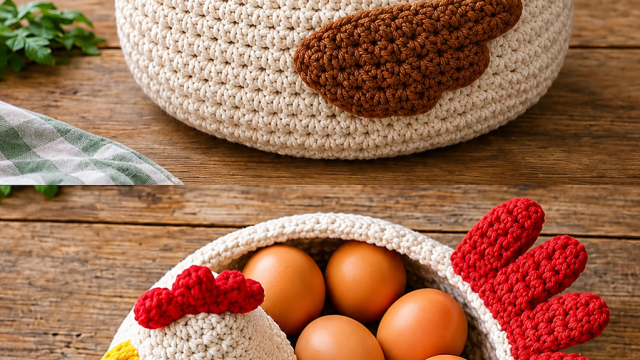 Crochet basket of chicken eggs Pattern
