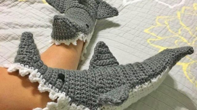Crochet Shark Socks Pattern