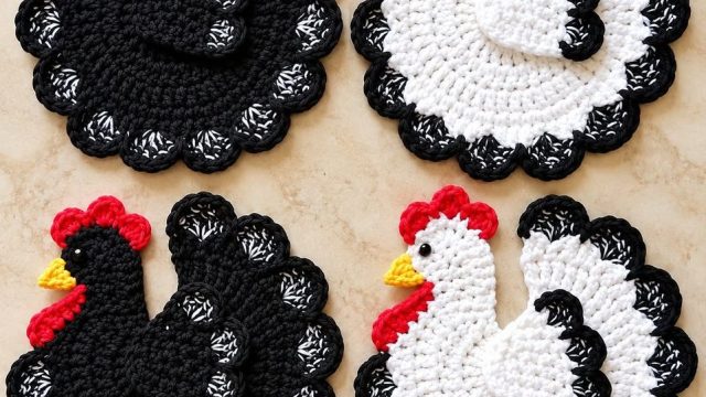 Crochet Chicken Coaster Pattern
